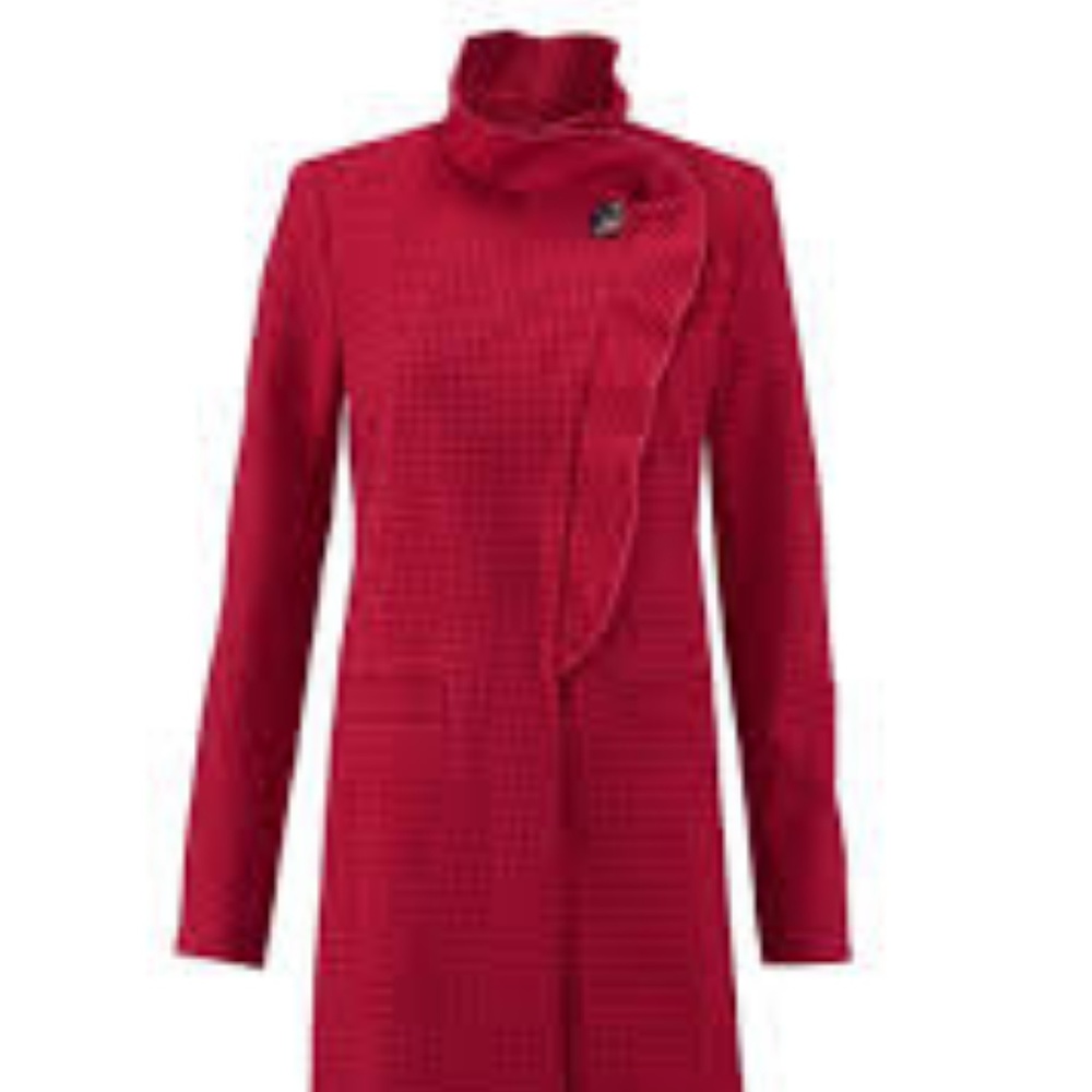 cabi Celebration Jacket Red Tonal Houndstooth NWT